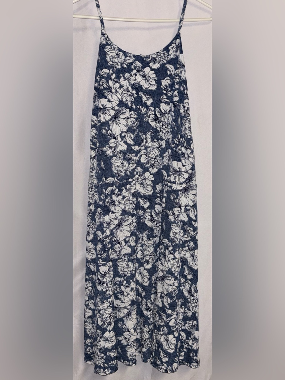 Fortune + Ivy Floral Knit Maxi Strappy Sundress Blue White 2X
